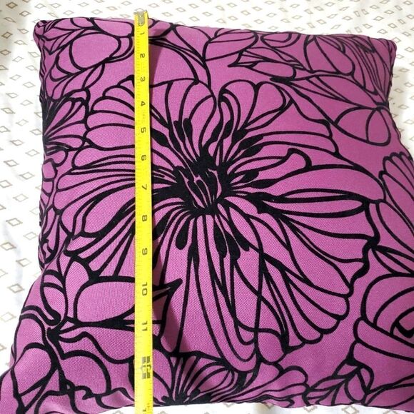 Purple Black Velvet Flowers Throw Pillow - Picture 7 of 7